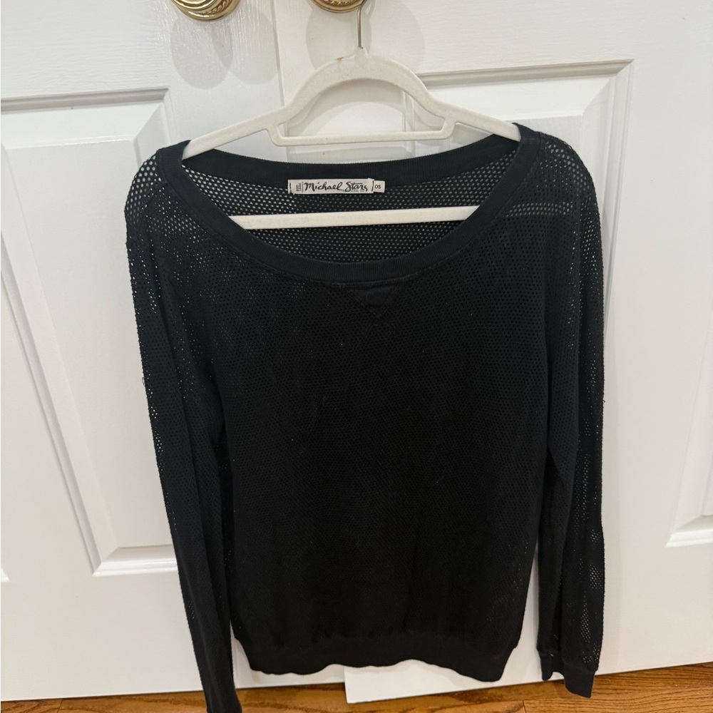 Michael Stars Black Mesh Top